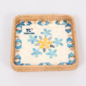 ถาดหวายพร้อมมุกสำหรับจัดแสดงอาหารชากาแฟกำหนดขนาดเองได้จากเวียดนาม - Product Image 1