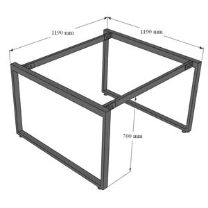 Table en teck de style industriel 120x120cm pour 2 personnes avec pieds en acier assemblés en bois HBWD011 - Product Image 6