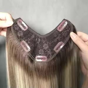 Extensions de Cheveux Bruts Épais en Forme de U, Couleur Mixte, Brun Ombré, Invisible, avec Clip In Extensions, Remy - Product Image 1