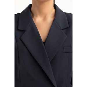 Blazer de smoking court bleu marine 224-210-024, croisé avec boutons et broderies, longueur courte, motifs unis et imprimés - Product Image 4