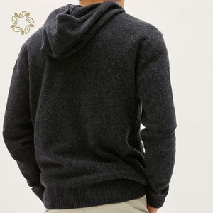 Sweat à capuche pour homme mérinos Swaters en coton biologique pour homme avec capuche Vêtements pour homme naturels Sweats à capuche tricotés de couleur unie - Product Image 6