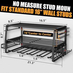 Étagère de rangement multifonctionnelle en métal <span class=keywords><strong>pour</strong></span> outils de garage Support mural <span class=keywords><strong>pour</strong></span> 5 perceuses avec tournevis à deux niveaux Panneau perforé - Product Image 3