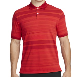 Polo à manches courtes pour homme, rayé rouge, à séchage rapide, en tricot, pour le golf - Product Image 1