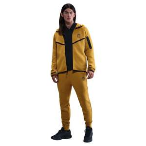 Veste à capuche zippée intégrale en polaire technique pour homme, jaune moutarde, légère, chaude, vêtements de sport d'entraînement, vêtements de sport haut de gamme - Product Image 3