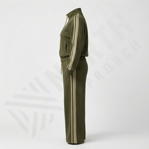 Survêtement 2 pièces en coton pour femme, collection hiver 2025, avec logo personnalisé, respirant, taille élastique, idéal pour la gym - Product Image 3