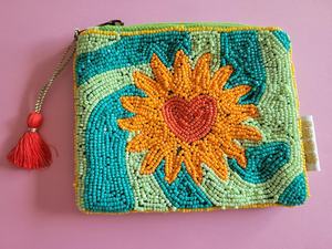 กระเป๋าใส่เหรียญประดับลูกปัดทำด้วยมือกระเป๋าใส่เหรียญรูปหัวใจดอกทานตะวันมีพู่ห้อยกระเป๋าสตางค์ลูกปัดสีสันสดใสกระเป๋าซิปสไตล์โบฮีเมียนฤดูร้อนของขวัญที่ไม่เหมือนใคร - Product Image 4