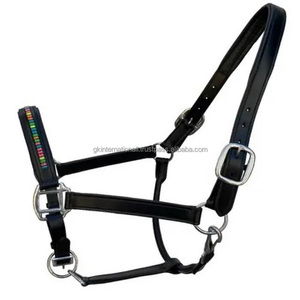 Vente chaude nouveau design double couture robuste cuir rembourré cheval licou en noir marron tan cuir véritable matériel en laiton - Product Image 3