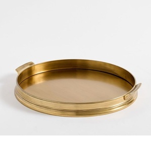 Bandeja de servicio de metal de lujo con detalles de ágata natural - Product Image 1