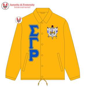 Veste d'entraîneur Sigma Gamma Rho unisexe aux poches personnalisée coupe-vent veste d'entraîneur personnalisée légère et décontractée à simple boutonnage - Product Image 4