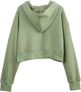 Sudadera con capucha recortada con logotipo personalizado para mujer, venta al por mayor, chándal de manga larga de algodón, Tops cortos, sudadera para correr de invierno - Product Image 6