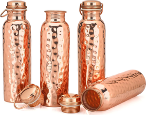 Énorme demande vente 100% cuivre métal brillant poli cuivre bouteille d'eau meilleur pour Camping en plein air voyage eau potable bouteille - Product Image 2