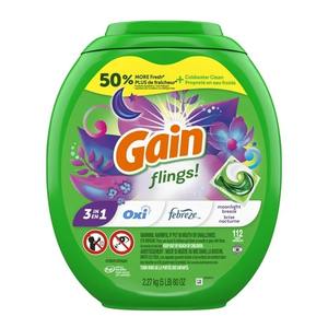 Gain Flings detergente para ropa Pacs, Moonlight Breeze Scent, 112 unidades - Product Image 2