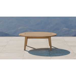 Kenrich Table basse ronde en bois de teck massif Design moderne avec finition naturelle pour une utilisation intérieure ou extérieure - Product Image 2