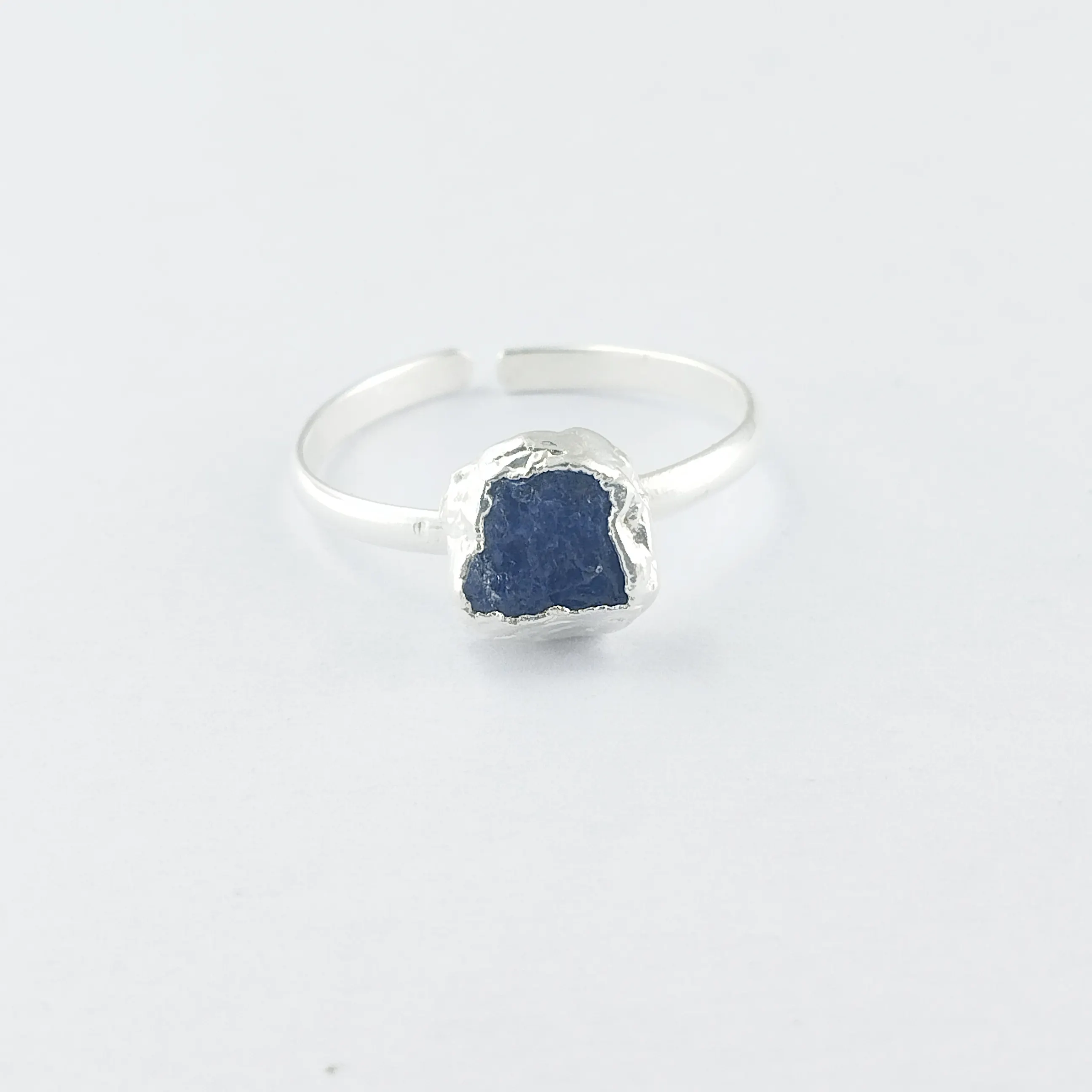 Tanzanite Raw Gemstone Rings, 925 Sterling Silver Adjustable Rings, Silver Plated Rings Birthstone Jewelry