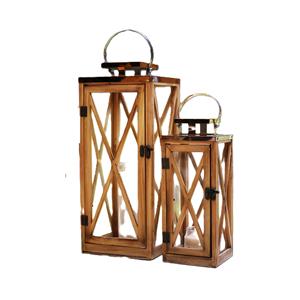 Linterna de vela de madera oscura y metal Linterna de metal vintage rústica elegante con mango de cuerda - Product Image 5