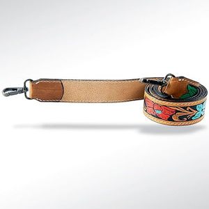 Hand Tooled Leather <b>Wristlet</b> Key Fobs Embossed Floral Print Leather Key Rings Tooled Leather Accessories Key Straps - Product Image 4