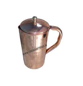 เหยือกน้ำทองแดงแท้ทำมือ พร้อมฝาและหูจับ สำหรับประโยชน์ต่อสุขภาพตามหลักอายุรเวท ใช้ในบ้านและร้านอาหาร จากบริษัท รานา โอเวอร์ซีส์ อิงค์ - Product Image 4