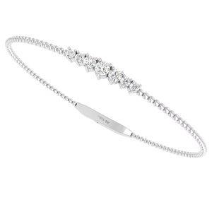 14K Gold & Natural Diamond Beaded Chain Bangle For Women - Product Image 1