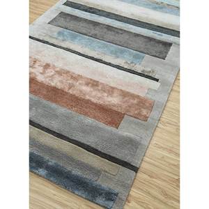Tapis en laine et viscose tuftés à la main Acar, motif rayé gris et noir pour chambre à coucher, salon ou couloir - Taq-4356 - Product Image 2