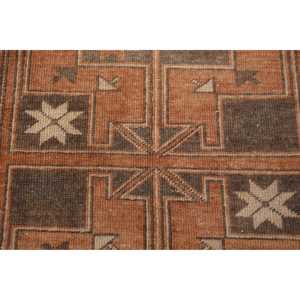 Vintage Turkish Rug 1.7x2.2 ft (51x66 cm), <b>Brown</b> Floral <b>Wool</b> Rug - Product Image 5