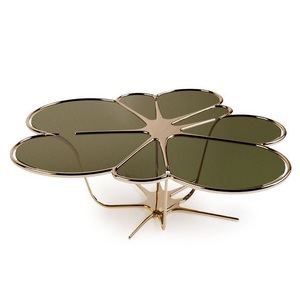 Muebles de sala de estar de estilo moderno, mesa auxiliar moderna de metal con patas redondas de metal plateado - Product Image 1