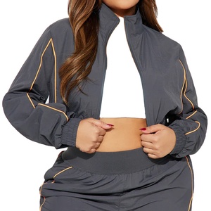 Custom Womens Color Block Windbreaker Tracksuit 2 Piece <b>Set</b> Half Zip Cropped Jogger <b>Set</b> 2027 - Product Image 2