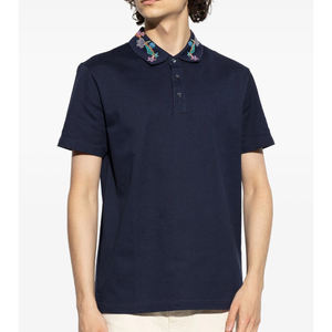 100% algodón de alta calidad personalizado para Polos uniforme de cuello acanalado con logotipo bordado camisetas de hombre en blanco de golf liso - Product Image 2