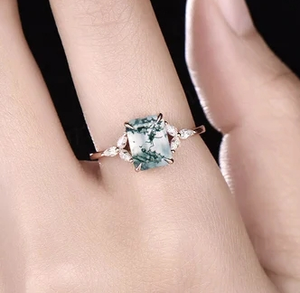 <b>Moss</b> <b>Agate</b> Gemstone Unique Design Solid 925 Sterling Silver Custom Jewelry <b>Ring</b> Women Wedding Engagement Anniversary Band - Product Image 6