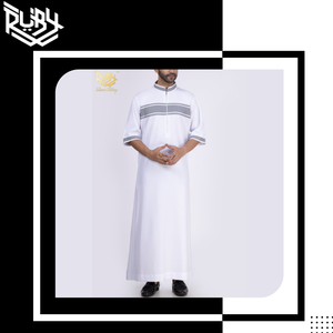 Robe longue personnalisée OEM de style arabe traditionnel Thobes à demi-manches doux et respirant pour hommes Collection printemps - Product Image 6