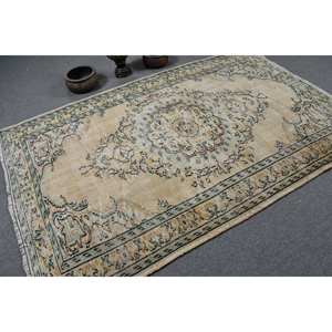 Alfombra turca vintage-5,2 X 8.1ft Beige Azul Clásico Diseño de retales grande Material de lana Respaldo de látex para adolescentes 4m de ancho - Product Image 2