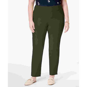 Pantaloni da donna Charter Club Cambridge a vita alta, stile casual a tubino, anti-piega, con controllo pancia, colore verde, taglia Petite Small - Product Image 1