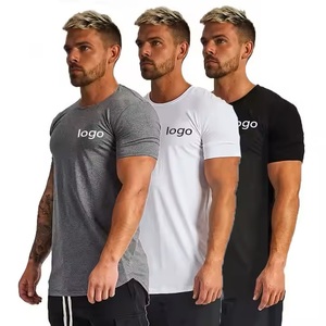 2025 sur mesure poids lourd qualité Premium 95 coton 5 Spandex ourlet incurvé sport t-shirt hommes Gym Fitness t-shirt - Product Image 2