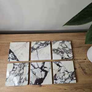 Posavasos Cuadrados de Mármol Calacatta Viola con Base de Corcho, Decoración para el Hogar, Cocina, Sala de Estar - Product Image 1