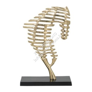 Estatua de caballo de aluminio con escultura de animales de arte Pop moderno con patrón Vertical Base negra y acabado dorado-decoración del hogar de cumpleaños - Product Image 1