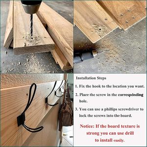 Ganchos de entrada rústicos incluidos con tornillo de Metal, decoración negra, ganchos para abrigos rústicos montados en la pared, organizador Vintage Doble - Product Image 3