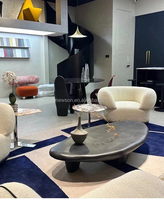 Meubles de salon uniques, table basse moderne en fibre de verre de forme organique, trépied, pour la décoration intérieure