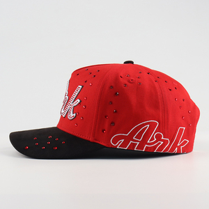 Casquette de baseball personnalisée de qualité supérieure à 5 panneaux, visière semi-courbée, 100% coton sergé, broderie 3D avec strass, chapeau de mode en gros - Product Image 2
