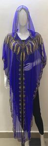 Style de luxe femme vêtements à capuche Poncho haussement d'épaules t-shirt avant ouvert lourd main broderie travail perdre Maxi robe fête visites