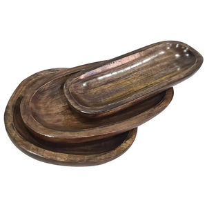 Plato de servicio duradero para ensaladas y aperitivos, bandejas de frutas para artículos de hotel y restaurante a bajo precio, Juego de 3 marrón rústico hecho a mano - Product Image 1