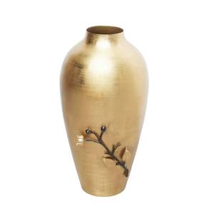 Florero decorativo de latón dorado de diseño elegante con patrón de hojas, maceta de Metal creativa para el hogar, sala de estar, decoración de oficina - Product Image 3