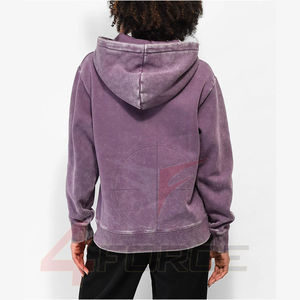 Sweat-shirt à capuche ample vintage léger pour femme, 100% coton, col rond, 360 grammes, tissu éponge français extensible dans les quatre sens - Product Image 2