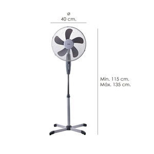 Ventilatore a piantana / 40 cm x 139 cm. 5 lame, bianche e grigie - Product Image 2