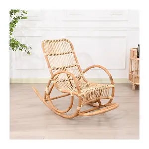 Sân sau Patio đồ nội thất làm bằng tay ngoài trời Vườn mây tự nhiên bằng gỗ Rocker ghế Rocking Chair cho người cao tuổi