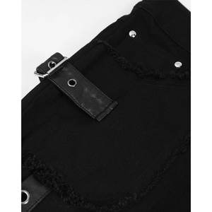 Pantalones Vaqueros de Moda Masculina, Estilo Gótico, Punk, Motero, Grunge, con Cordones Laterales, Negros, 2026 - Product Image 6