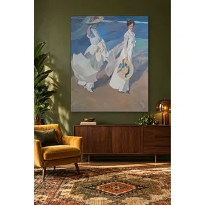 Fida Sorolla Femmes en robes blanches marchant sur la plage Impression sur toile - Product Image 2