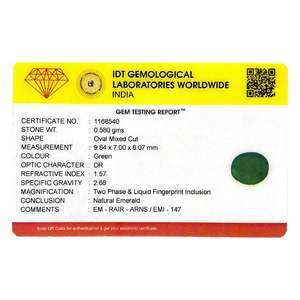 พลอยมรกตโคลอมเบียทรงเหลี่ยมเจียระไน 2.9 กะรัต สีฟ้าเขียวแดงพาราอิบาชมพู  พร้อมเพชรสร้างในห้องปฏิบัติการผ่านการอบความร้อน ขนาด 8 มม. - Product Image 4