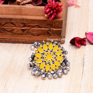 Nueva llegada hecho a mano piedra trabajo redondo moda anillo ajustable tradicional Boho anillo pequeño Ghungroo trabajo diseñador anillo desgaste - Product Image 3