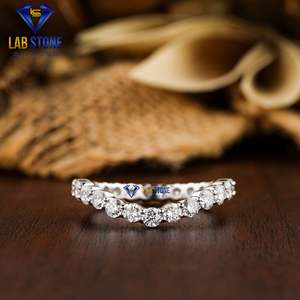 Anillo de diamante de corte brillante redondo TDW 1.925, anillo de ajuste de pavé de oro blanco de 18K, piedra de laboratorio de diamante Cvd/Hpht - Product Image 1