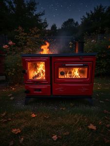 Estufa de Leña Portátil Dorello, Nueva, Color Rojo, de Hierro Fundido, Diseño Tradicional Resistente, para Cocina, Comedor, Villa y Uso en Exteriores - Product Image 2