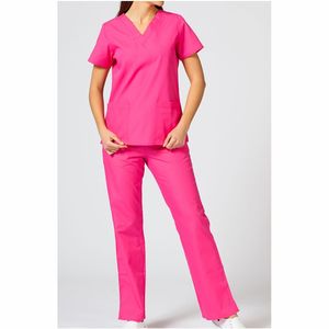 Scrubs uniformes ensembles col montant manches courtes Scrubs uniformes tissu tissé pour dentiste infirmière hôpital travail - Product Image 2